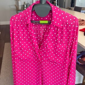 Ann Taylor Fuchsia Polka Dot Top